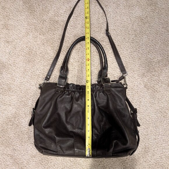 Vera Pelle Leather Purse Slouch Hobo Bag Made in Italy Brown 12” x 18” - Picture 12 of 13